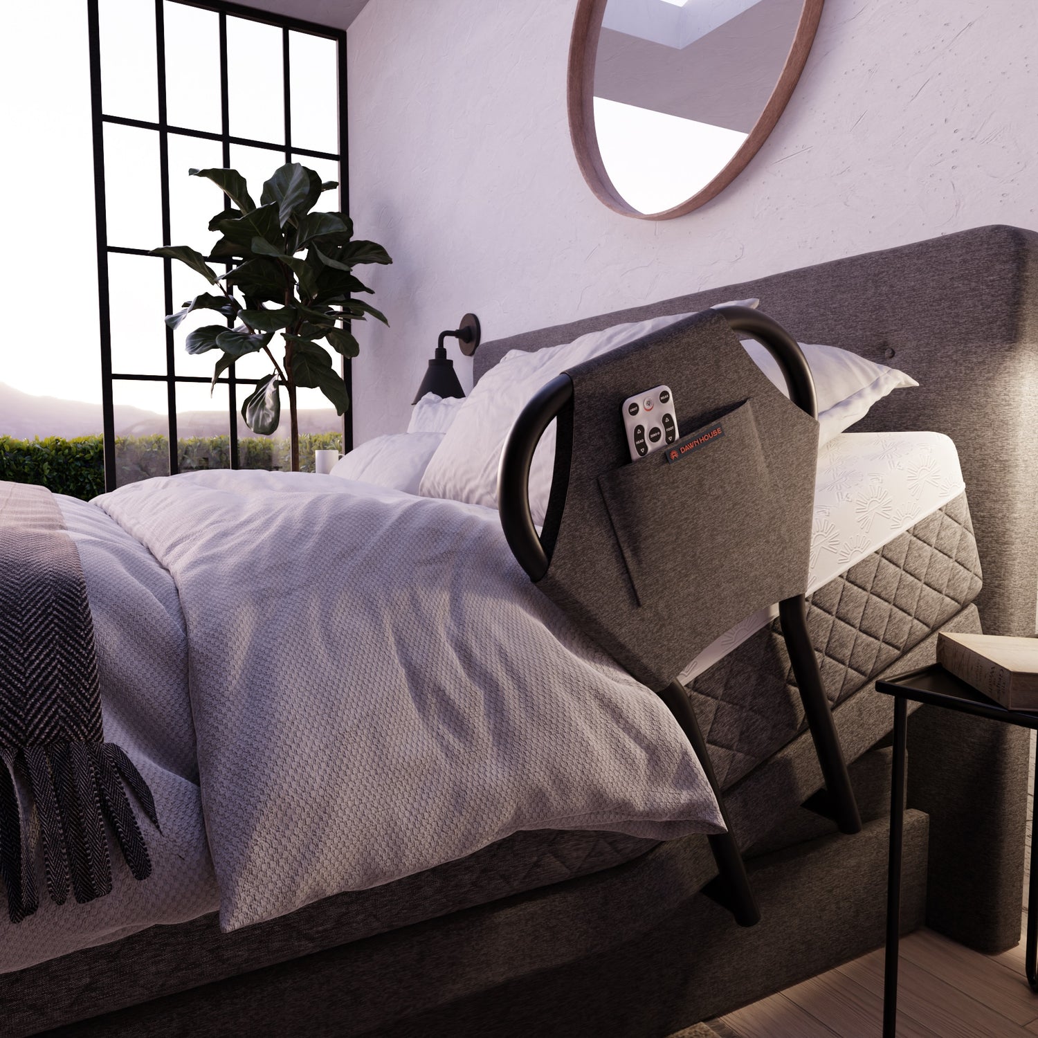 Close up of Dawn house bed with optional Support Rail